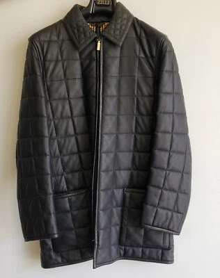 $8,000 ZILLI 100% piel de ciervo chaqueta de cuero negra cremallera talla 48 pequeña/mediana Foto 1 de 4