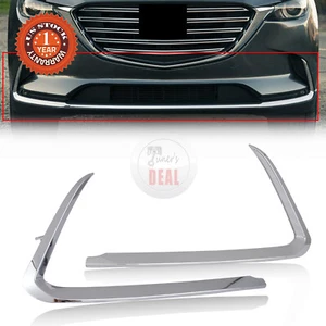 Pair Front Bumper Trim Set For 2016-2022 Mazda CX-9 Driver&Passenger Side Chrome - Picture 1 of 12