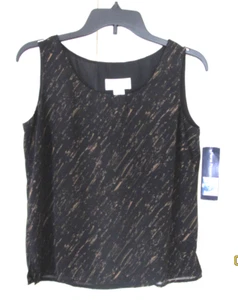 Top donna Rena Rowan nero marrone poliestere senza maniche foderato in chiffon nuovo con etichette 4 - Foto 1 di 8