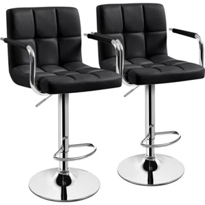 Set of 2 Height Adjustable Bar Stools Bar Counter Chairs with Backrests Footrest - Picture 1 of 132