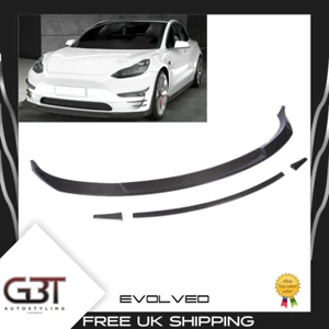 Fits Tesla Model 3 Splitter Front Bumper Lip Lower Spoiler Carbon Fibre 2016+ - Picture 1 of 12