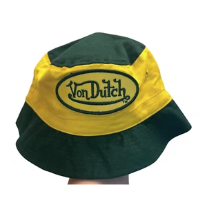 NWOT Von Dutch Kids Bucket Hat Yellow and Green, Y2K Retro, Embroidered - Picture 1 of 6