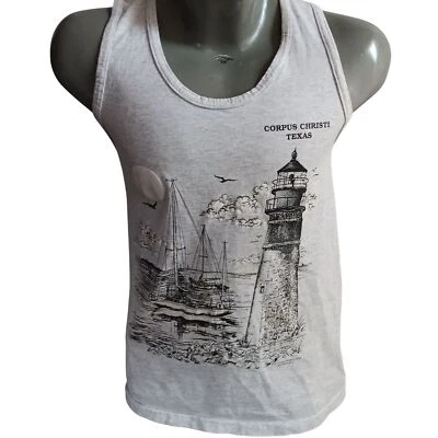 Vintage Men's Tank Tee Large Single Stitch 1980's Lighthouse Corpus Christie US - Image 1 of 4