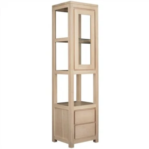 AMERICANO SOLID MAHOGANY TIMBER DISPLAY CABINET WHITEWASH 1 DOOR 2 DRAWERS - Picture 1 of 1