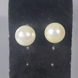 Pendientes de bola grandes con tachuelas blancas imitación perla retro mediados de siglo modernista 0,5" - Imagen 1 de 9