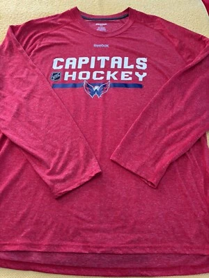 NHL Washington Capitals Men's 2XL XXL Reebok Long-sleeve PlayDry T-Shirt EUC - Image 1 of 4