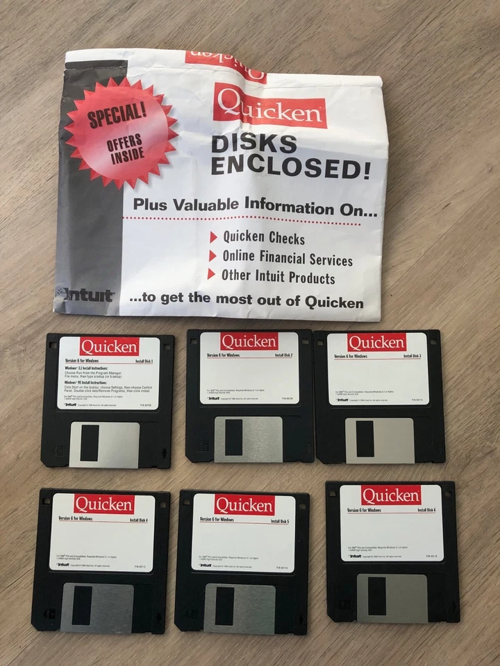 vintage software - Quicken Macintosh Version 6 (3.5", 6x floppy discs) - Image 1 of 1
