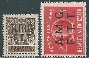 1947 TRIESTE A RECAPITO AUTORIZZATO 2 VALORI MNH ** - RE8-3 - Picture 1 of 1