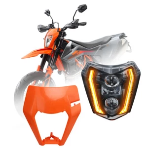 For KTM SMC-R 690 EXC XCW 350 450 500 LED Headlight Turn Signal with Orange Mask - Picture 1 of 16