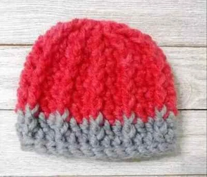 crochet handmade unisex baby hat preemie beanie gray red USA new - Picture 1 of 2