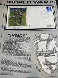 World War 2 Zaso Silk Cachet FDC Hess Parachutes Into England 1982 - Picture 1 of 3