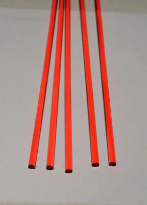 5 PC 1/4” DIAMETER 12” LONG CLEAR RED ACRYLIC PLEXIGLASS TRANSLUCENT PLASTIC ROD - Image 1 of 2