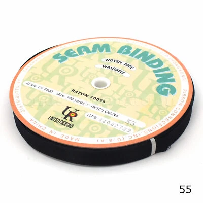 Woven Edge Seam Binding Ribbon 100% Rayon 9/16" 100 yards BLACK - Image 1 of 3