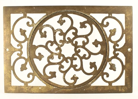 19th C. Cast Bronze Heater or Ventilation Grate Open Work Vent Cover, Ornate Cover