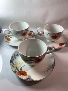 MIKASA "Floribunda" 3 Tea Cups and Saucers L3434 - Picture 1 of 4