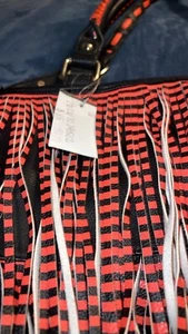 Women's Steve Madden Fringe Bag Black With Orange And Black Fringe - Picture 1 of 6