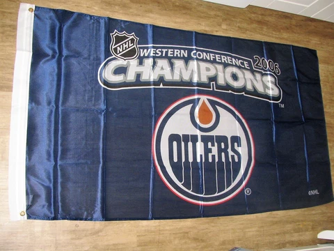Edmonton Oilers NHL HOCKEY 2006 WC Champions PLAYOFF Car Auto Truck Flag 3 x 5 Cover