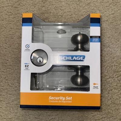 Schlage Georgian Satin Nickel Single Cylinder Deadbolt and Keyed Entry Door Knob - Image 1 of 3