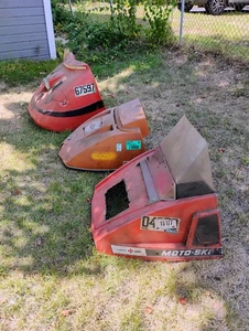 Vintage 1970's. Moto-ski & Skidoo Snowmobile hoods. Parts - Picture 1 of 10