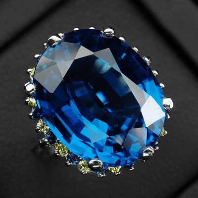 Stupendous London Blue Topaz 21.15Ct 925 Sterling Silver Handmade Oval Rings - Image 1 of 4