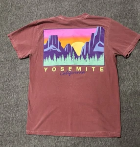 Yosemite California T Shirt Mens Small Slate Burgundy Comfort Colors Tee Retro - Picture 1 of 10