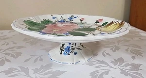 Vintage Italienische Keramik Standfuß Kuchenständer Handbemalt Italien Blumenmuster - Bild 1 von 13