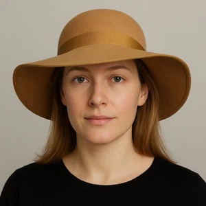 Vintage Sonni San Francisco Tan Wide Brim Hat 100% Wool Felt Doe Skin USA - Picture 1 of 11
