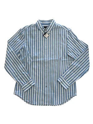 CLUB MONACO Men’s Slim Fit White Blue Striped Button Down Shirt NEW - Image 1 of 4