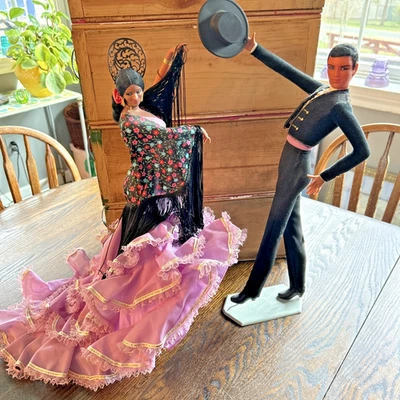 Vintage 1960s Marin Chiclana Spanish Flamenco Dancers Pair Dolls 18" - Image 1 of 4