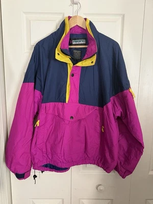 Chaqueta cortavientos vintage Pacific Trail para hombre talla grande, rosa azul bloque de color Foto 1 de 4