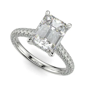 3 Ct Emerald Cut Diamond Engagement Ring VS1 E White Gold 14k - Picture 1 of 6
