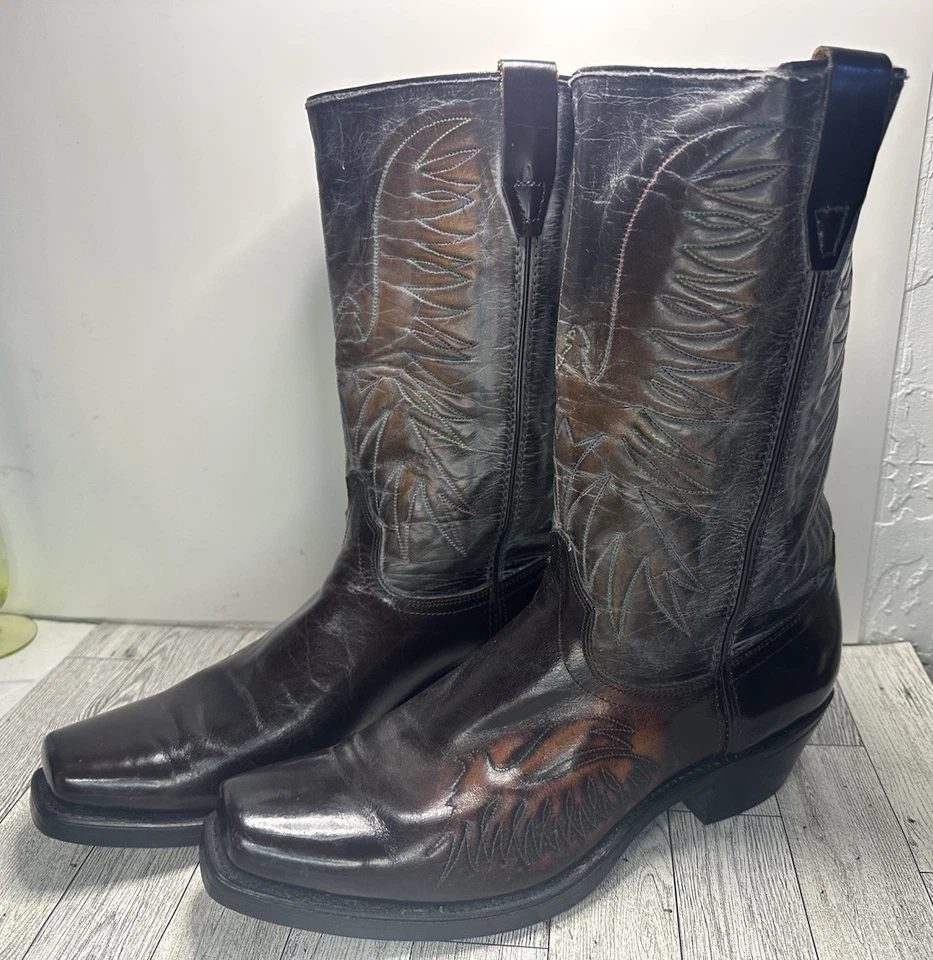 Botas vaqueras vaqueras marrones vintage para hombre talla 13 D - Lea Vamp hechas en EE. UU. Foto 1 de 4