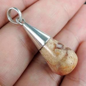 Joyería colgante de plata de ley 925 con forma de lágrima de coral natural, coral tigre - Imagen 1 de 2