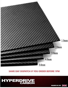 Carbon Fibre Sheet 3k Rigid 100% Carbon Matte Twill 1 2 3 4 5 mm UK Supplier - Picture 1 of 4