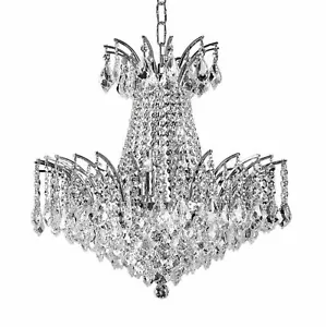 Chrome and K9 Crystal Chandelier Foyer or Dining Room Lighting Light Fixture - Picture 1 of 2