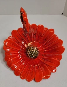 Vintage California Keramik, USA Mohnblumenschale 412. Rot mit Gold. "8 1/4" - Bild 1 von 9