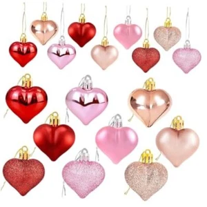 Valentines Day Heart Shaped Ornaments, Valentine's Heart Decorations, Red Pink - Picture 1 of 8