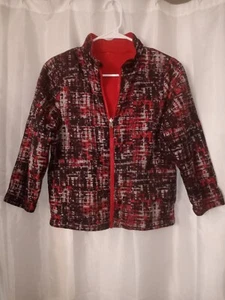 Kids Reversible Fleece/ Windbreaker Jacket Red Black White Size Large 10/12 - Picture 1 of 9