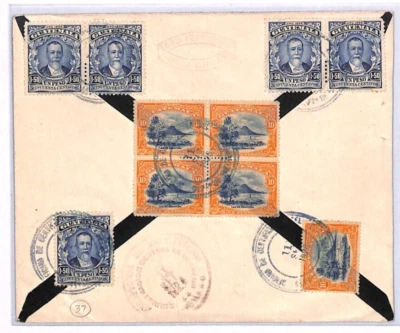 GUATEMALA Mourning Cover *SPECTACULAR FRANKING* TRANSATLANTIC 1926 Belgium YT336 - Image 1 of 4