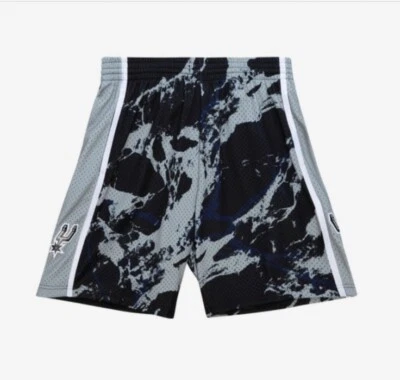 San Antonio Spurs Mitchell & Ness Marble Swingman Mens Medium Shorts $115 Rare - Image 1 of 4