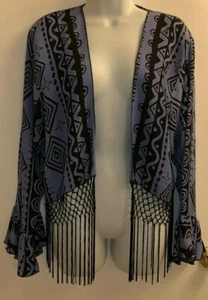 NWOT "STERLING" BLACK LACE TRIM LAVENDER ONE SIZE COVER UP/JACKET NICE!! - Picture 1 of 5