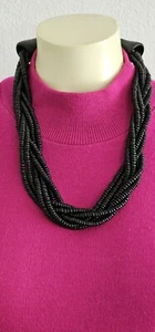 GERDA MONIES WOMEN BLACK NECKLACE 12'' 6 STRAND COCONUT BEADS - Picture 1 of 10