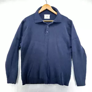 Suéter Polo de Lana La Paz Eca Tejido Texturizado Azul Talla Mediana Hecho en Portugal - Imagen 1 de 11