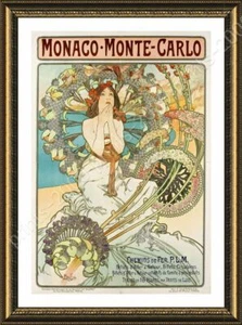 Monaco Monte Carlo by Alphonse Mucha | Framed canvas | Wall art HD paint print - Picture 1 of 12