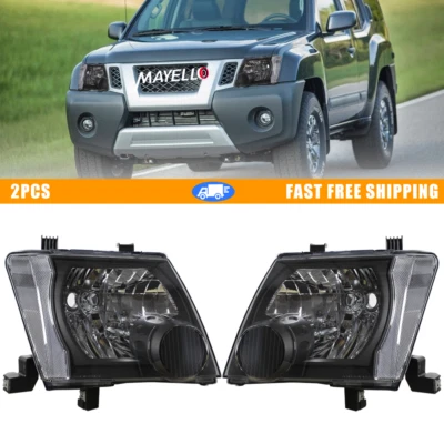Headlights Assembly Set Black FOR 2005-2015 Nissan Xterra NI2502161 & NI2503161 - Image 1 of 4