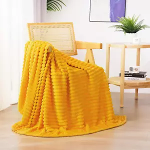 Yellow Fleece Throw Blanket 50”×60” for Couch Sofa Bed,Super Soft Cozy Plush Mic - Picture 1 of 12