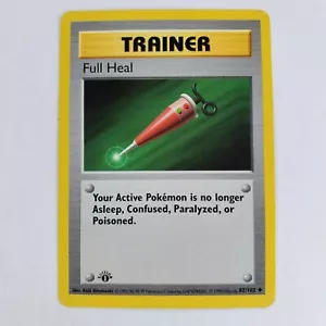 Pokemon Base Set 1st Edition Trainer Full Heal MP 82/102 TCG Card Shadowless - Picture 1 of 4