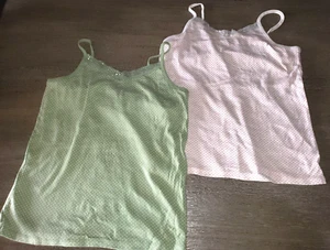 2 GAP girls TANK TOPS PANEL BRA LINING size 10 large POLKA DOTS sleeveless - Picture 1 of 2