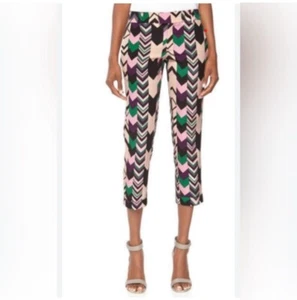 M MISSONI Crop Pants I 48/ US 12 Chevron Zig-Zag Cuffed Cotton Silk Pink Multi - Picture 1 of 6