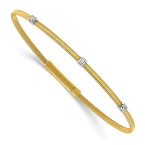 18K Solid Two Tone Gold Diamond Tennis Bracelet - Picture 1 of 12
